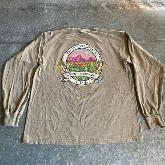 Grand Teton Brewing Co Sweetgrass Jackson Hole's IPA Shirt Large Tan Long Sleeve - Picture 5 of 9
